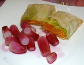 Croustillant de truite et radis glacés