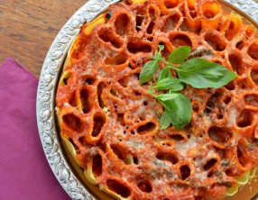 Gâteau de tortiglionis ricotta basilic