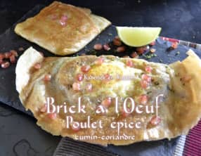 Brick à l'œuf et poulet épicé