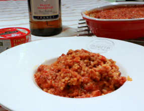 Risotto anisé au thon en gratin