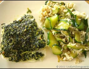 Cabillaud au pesto et sa timbale de riz complet