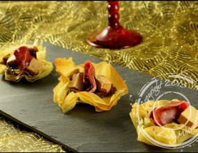 Bouchées apéritives croustillantes au magret et foie gras