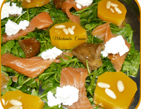 Salade Composée à la Courge d'Albinga, Roquette et Saumon Fumé
