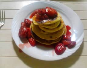 Pancakes au Mascarpone et au Citron, poêlée de Fraises