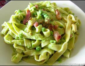 Tagliatelles à la crème de petits pois et chèvre