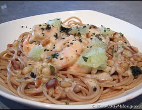 Spaghetti aux gambas et citron vert