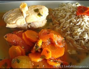 Osso bucco de lotte à la coriandre et basilic