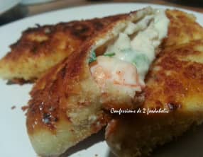 Crêpes panées aux crevettes et creme de vache qui rit