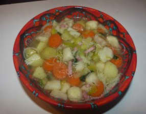 Soupe de légumes et cabillaud