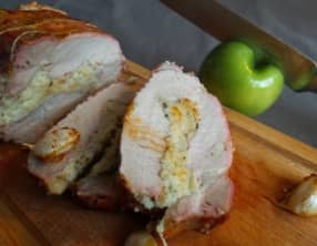 Rôti de porc aux pommes et à l'ail