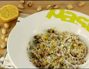 Linguine au citron, pistaches et parmesan