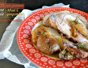 Rôti de porc sucré-salé pomme miel gingembre