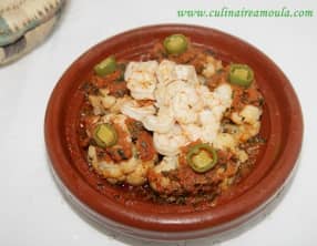 Tajine de chou-fleur aux crevettes