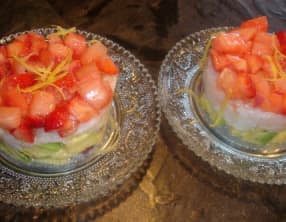 Tartare de lotte, avocat fraise et pastèque