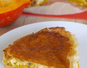 Bricks façon tarte au potimarron, poireaux, chorizo et feta