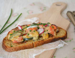 Pain perdu aux légumes et bleu fondant