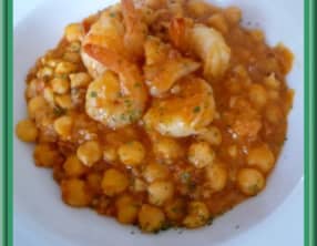 Crevettes piquantes aux pois chiches