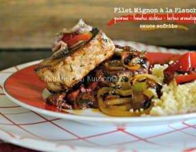 Filet mignon de porc mariné sauce sofrito à la plancha