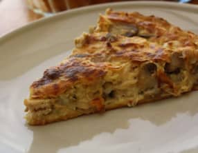 Quiche poulet rôti, champignons à la béchamel