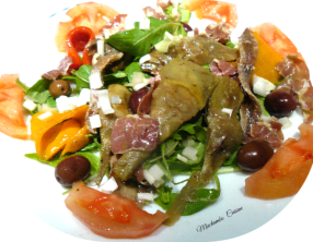 Salade aux artichauts et poivrons grillés