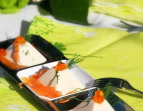 Bouchée bavaroise à la truite fumée, oeufs de saumon et aneth