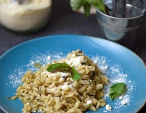 Risotto au matcha et à la menthe