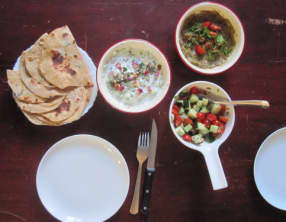 Tzaziki irakien et purée d'aubergines épicée