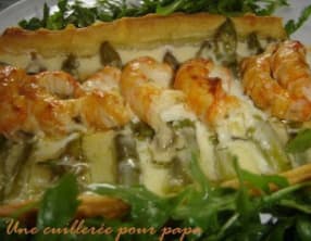 Tarte salée aux langoustines et asperges