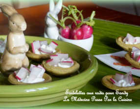 Tartelettes de radis pour l'apéritif de Sandy, massala, ricotta