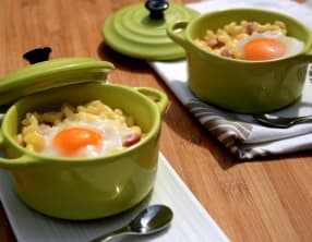 Oeufs cocottes façon carbonara