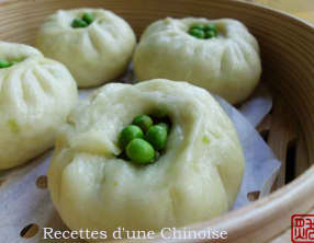 Brioche vapeur aux petits pois et chorizo