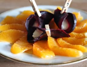 Aumonières de betterave rouge au cumin