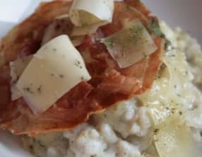 Risotto à l'ortie et pancetta croquante