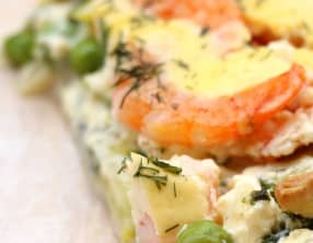 Tarte aux crevette- ricotta et courgettes