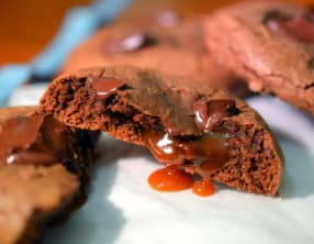 cookies tout chocolat et coeur de caramel beurre salé