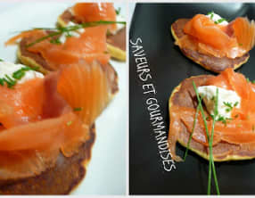 Mini-Galettes au saumon et raifort.