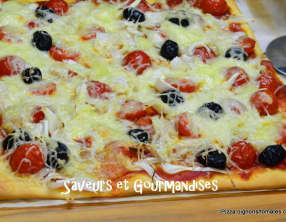 Pizza aux Oignons Verts et Tomates Cerises