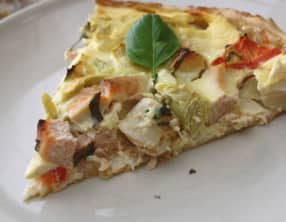 Tarte au saumon, saint-jacques et coeurs d’artichauts