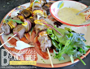 Brochettes de boeuf à la plancha au citron et moutarde