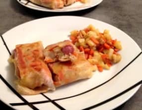 Bricks aux pommes de terre, carottes et knacks