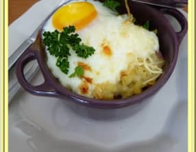 Oeuf cocotte aux coquillettes