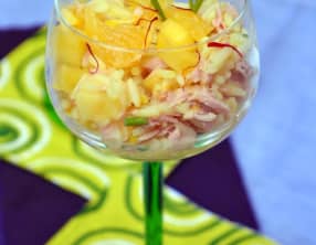 Riz au thon, à l'orange et à la mangue