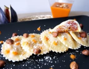 Raviolis frais aux figues, poivrons et noisettes