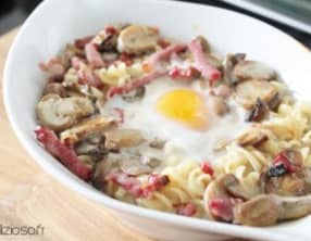 Oeuf cocotte carbonara light