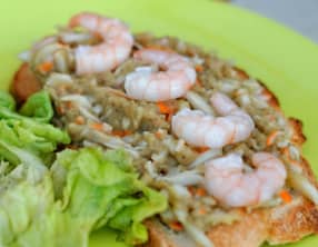 Tartines de surimi et caviar d'aubergines