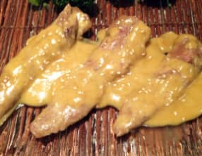Aiguillettes de canard sauce moutarde et miel