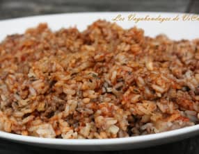 Riz sauté à la viande hachée