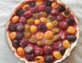 Tarte aux prunes multicolores