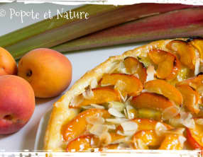 Tarte à la rhubarbe, aux abricots et aux amandes effilées