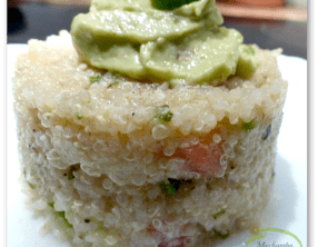 Taboulé de quinoa au Parmesan, mousse d' avocat